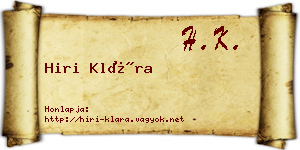 Hiri Klára névjegykártya