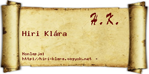 Hiri Klára névjegykártya